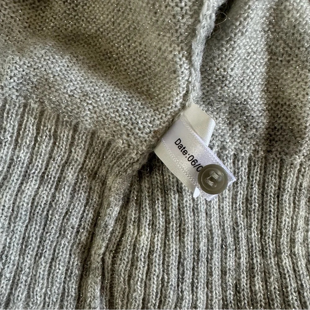 Express Y2K Vintage Merino Alpaca Mohair Gray Silver Crop Sweater XS
